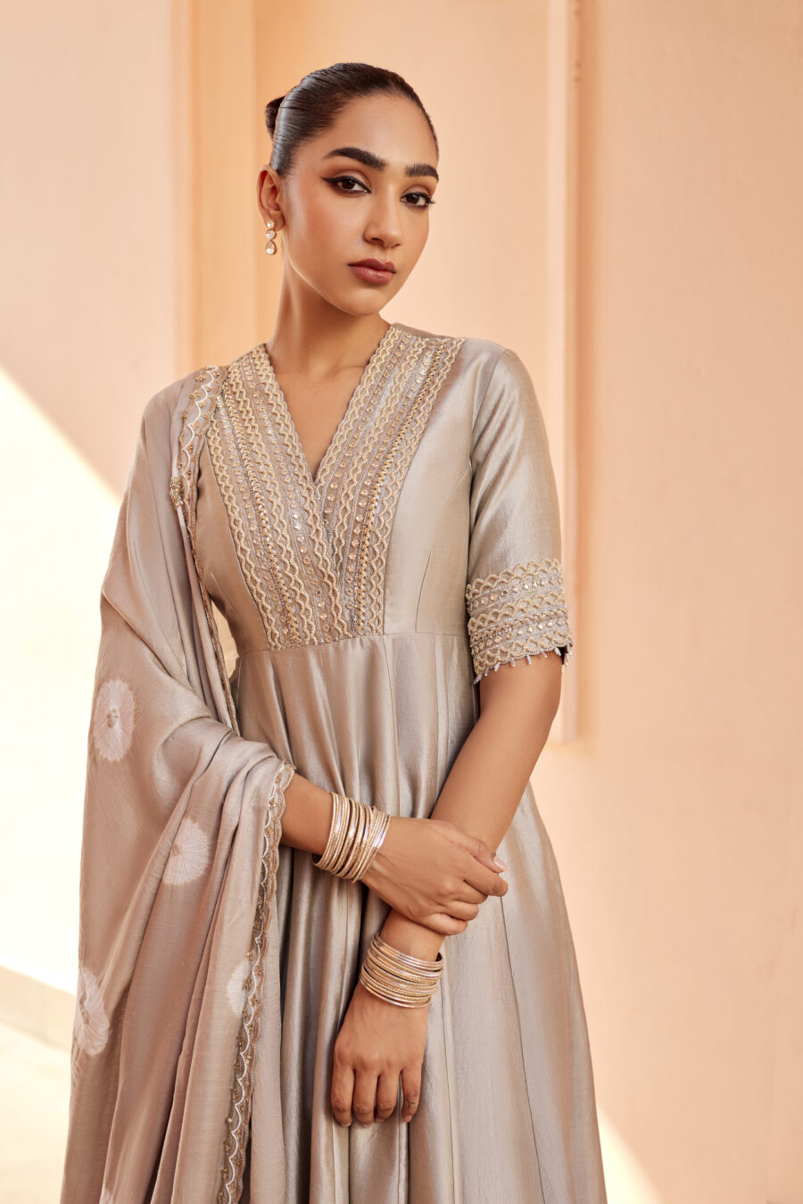 Grey Anarkali Set